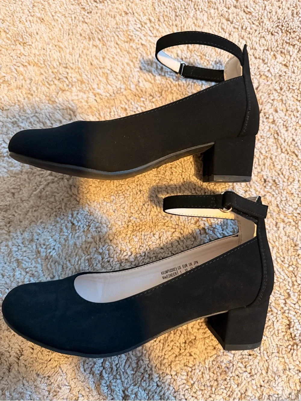 Black Ankle-Strap Girl's Pumps